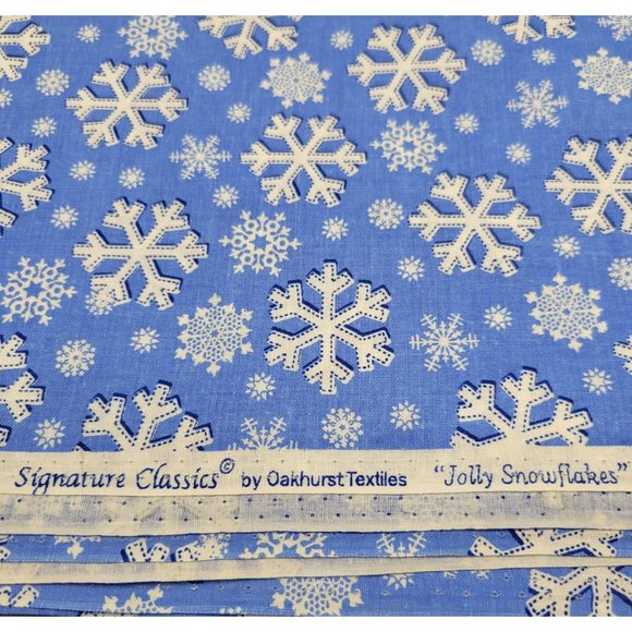 Christmas Fabric Jolly Snowflakes Oakhurst Textiles Signature Classics 2 Yards - Picture 2 of 2